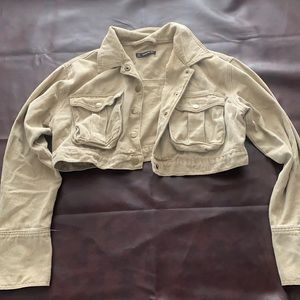 Brown cropped denim jacket